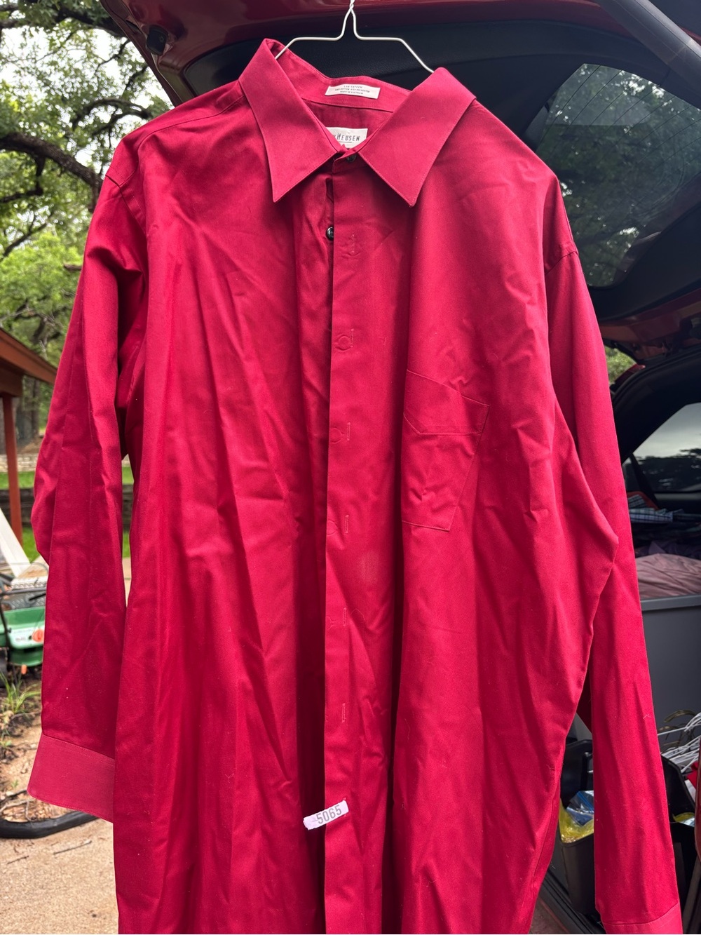 Men's Red Button-Up Dress Shirt - Classic Fit